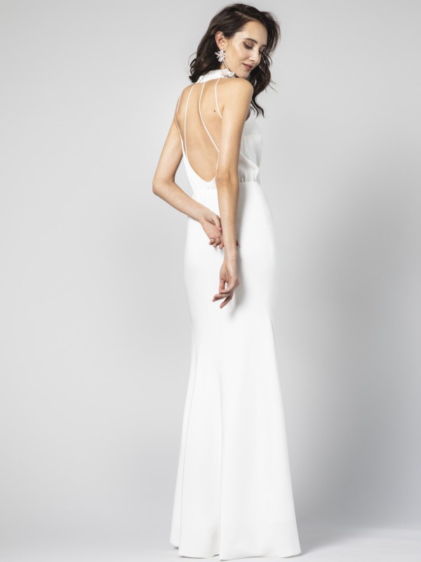 Rückenfreies Seidenkleid mit Spaghettiträgern und tiefem Rückenausschnitt